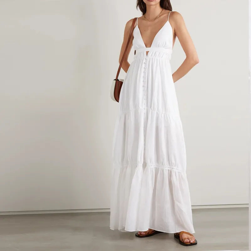 Casual Long Layered V Neck Halter Φόρεμα μόδας;